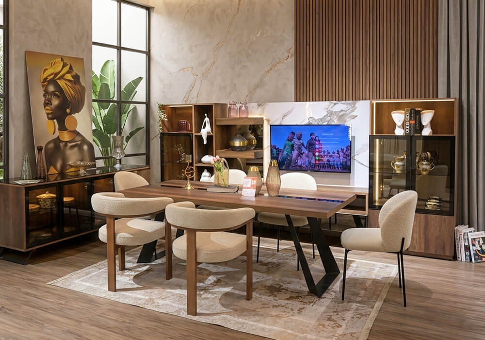 TABLE DE REPAS VOGUE AVEC MIROIR 2 METRES