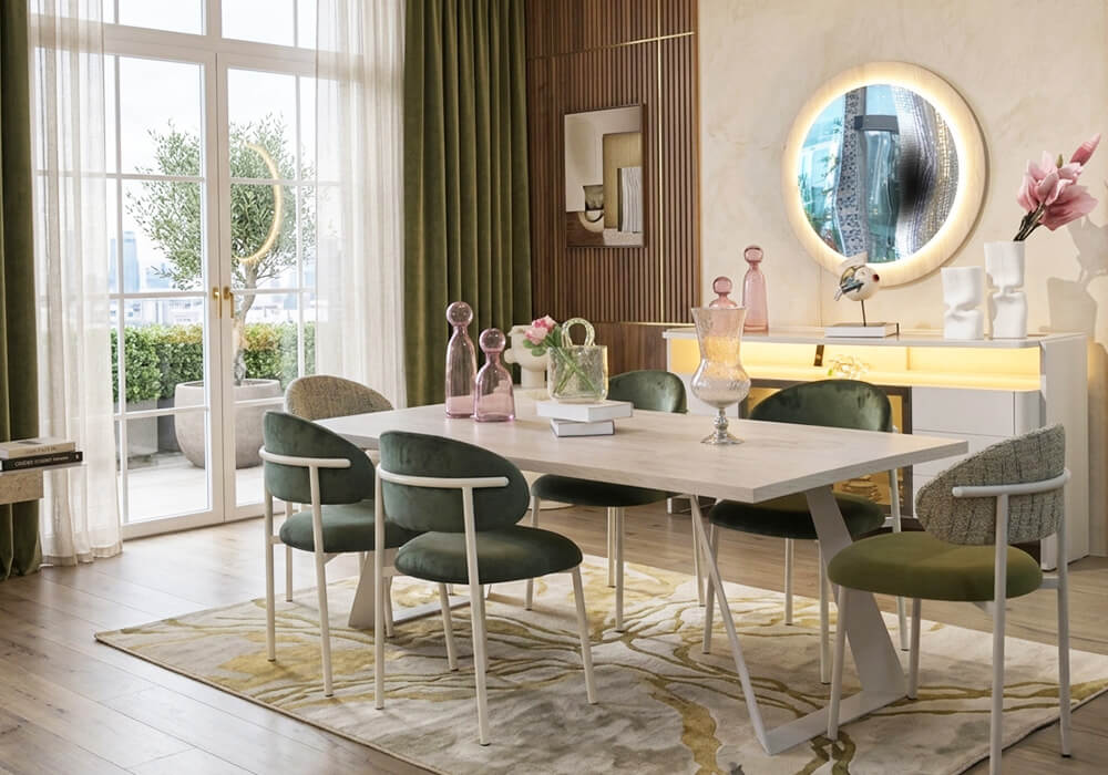 TABLE DE REPAS VOGUE TRAVERTIN 2 METRES