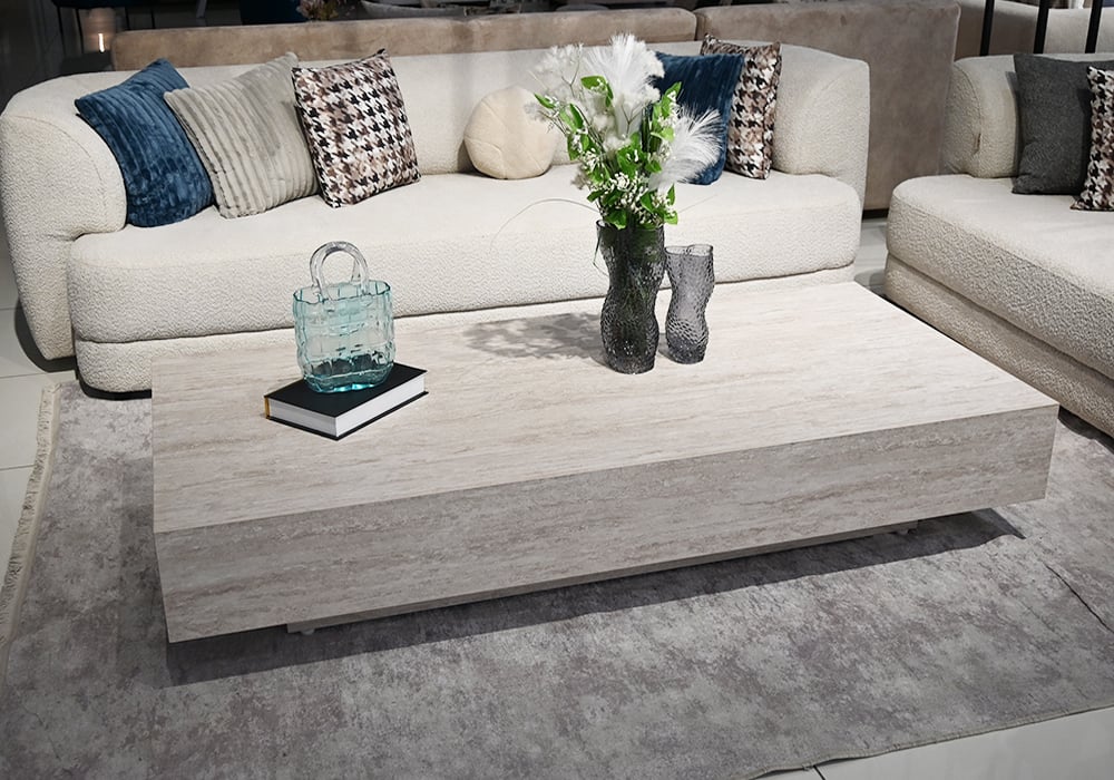 TABLE BASSE PARIS TRAVERTIN 1M70