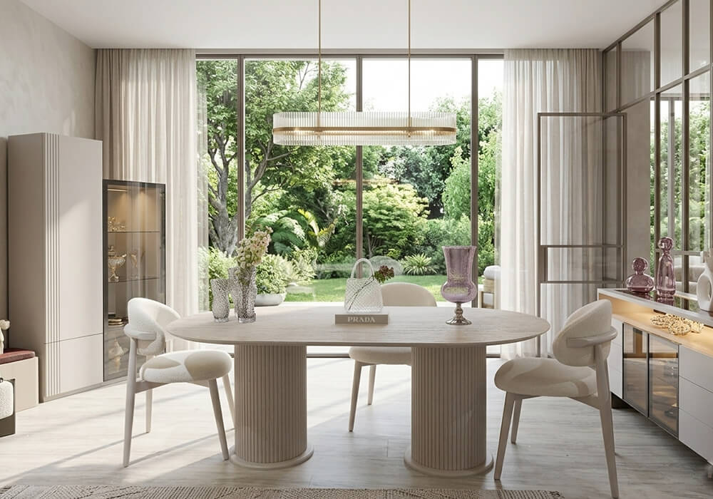 TABLE DE REPAS VENISE OVALE TRAVERTIN
