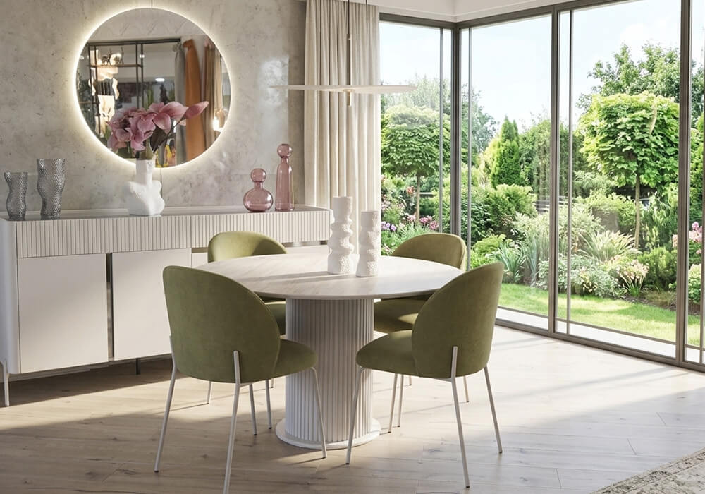 TABLE DE REPAS VENISE RONDE TRAVERTIN